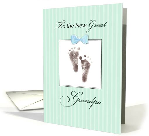 New Great Grandpa of Great Grandson Green Footprint card (1598882)