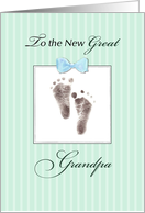 New Great Grandpa of Great Grandson Green Footprint card
