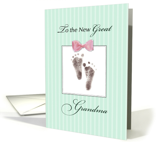 New Great Grandma of Great Granddaughter Green Footprint card
