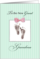 New Great Grandma of Great Granddaughter Green Footprint card