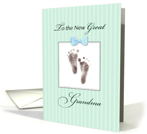 New Great Grandma of Great Grandson Green Footprint card (1598892)