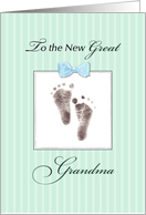 New Great Grandma of Great Grandson Green Footprint card