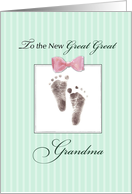 New Great Great Grandma of Great Great Granddaughter Green Footprint card
