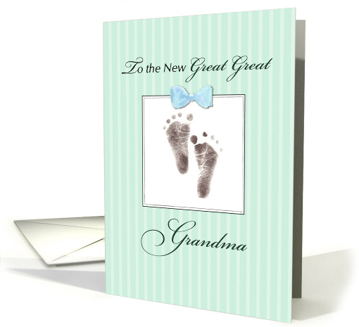 New Great Great Grandma of Great Great Grandson Green Footprint card