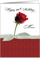 Mum 90th Birthday Red Rose card