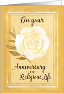 Anniversary of Religious Life, Nun White Rose card