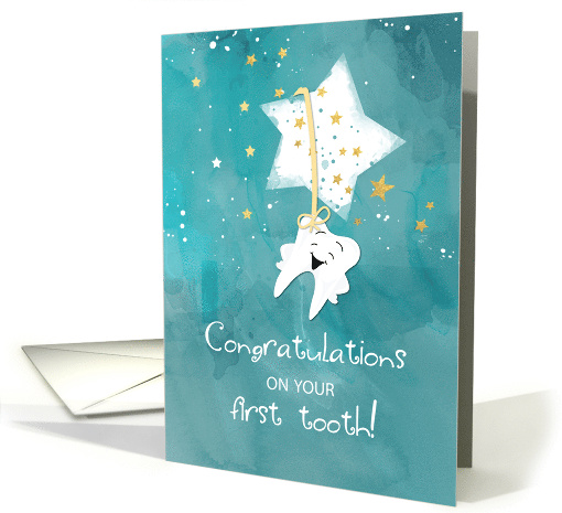 Baby's First Tooth Stars at Night Congratulations card (1600154)