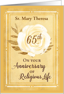 Customizable Name 65th Anniversary of Religious Life Nun White Rose card