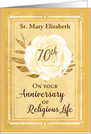 Customizable Name 70th Anniversary of Religious Life Nun White Rose card
