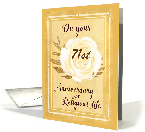 71st Custom Year Anniversary of Religious Life Nun White Rose card