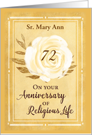 Customizable Name and Year 72nd Anniversary of Religious Life Nun Whi card