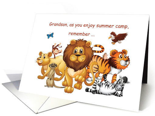 Grandson Thinking of You at Summer Camp Wild Animals card (1601122)