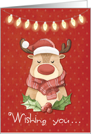 Christmas Reindeer on Red Polka Dots card