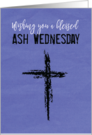Blessed Ash Wednesday Black Cross on Purple Background card