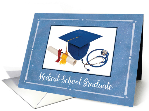 Medical School Graduate Cap Diploma Stethoscope card (1601844)