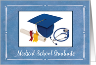Medical School Graduate Cap Diploma Stethoscope card