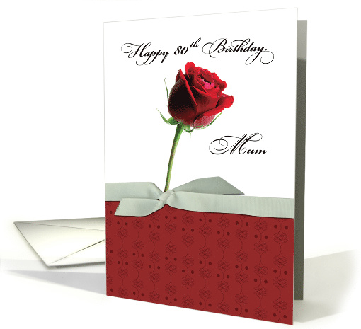 Mum 80th Birthday Red Rose card (1601856)