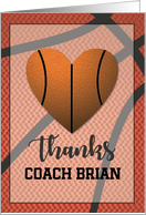 Thanks Basketball Heart Coach Custom Name card