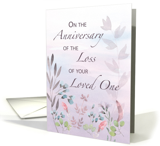 Anniversary on Loss of Loved One Watercolor Florals and Branches card