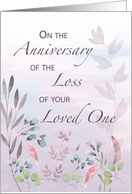 Anniversary on Loss of Loved One Watercolor Florals and Branches card