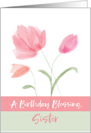 Religious Nun Birthday Blessing Pink Flowers card