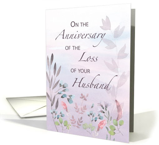 Husband Anniversary of Loss Watercolor Florals and Branches card