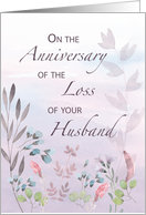 Husband Anniversary of Loss Watercolor Florals and Branches card