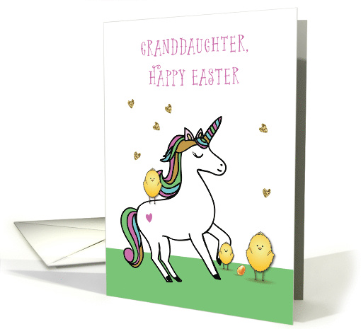 Granddaughter Unicorn Easter Wishes with Chicks card (1602532)