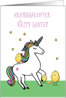 Granddaughter Unicorn Easter Wishes with Chicks card