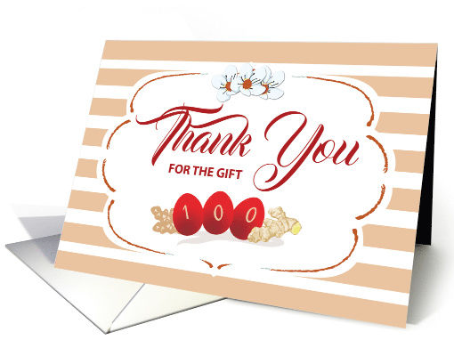 Thank You for Gift for Baby's Red Egg and Ginger with Stripes card