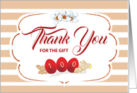 Thank You for Gift for Baby’s Red Egg and Ginger with Stripes card