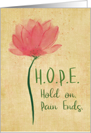 12 Step Addiction Recovery HOPE Watercolor Flower on Textured Backgrou card
