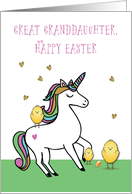 Great Granddaughter Unicorn Easter Wishes with Chicks card