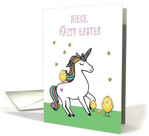 Niece Unicorn Easter Wishes with Chicks card (1602852)