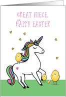 Great Niece Unicorn Easter Wishes with Chicks card