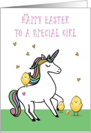 Special Girl Unicorn Easter Wishes with Chicks card