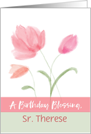 Nun Custom Name Religious Birthday Blessing Pink Flowers card