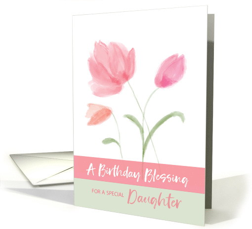 Religious Birthday for Daughter Blessing Pink Flowers card (1603124)