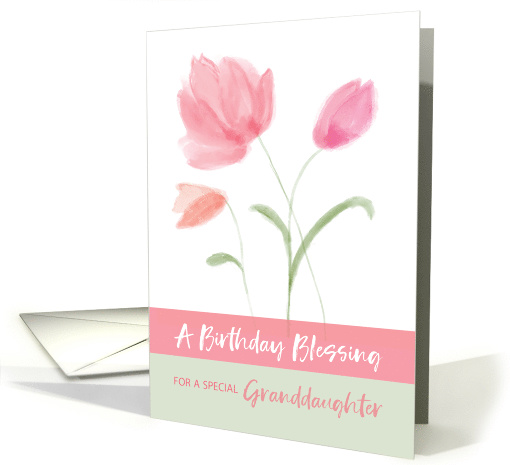 Religious Birthday for Granddaughter Blessing Pink Flowers card