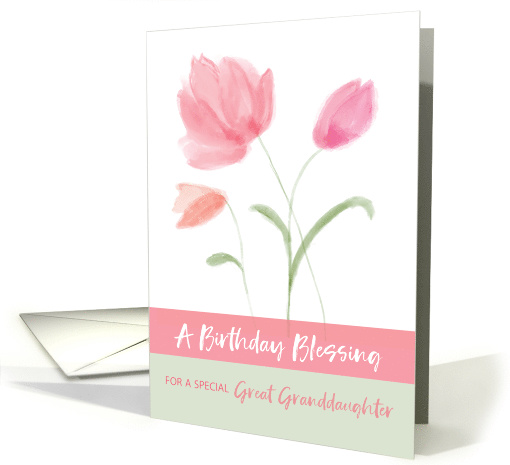 Religious Birthday for Great Granddaughter Blessing Pink Flowers card