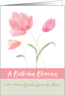 Religious Birthday for Great Grandmother Blessing Pink Flowers card