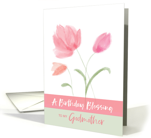 Religious Birthday for Godmother Blessing Pink Flowers card (1603140)