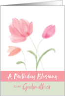 Religious Birthday for Godmother Blessing Pink Flowers card