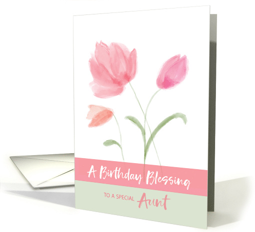 Religious Birthday for Aunt Blessing Pink Flowers card (1603142)