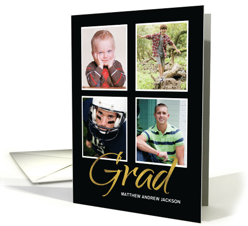 Graduation For Son Four Photo Customizable Announcement... (1603332)