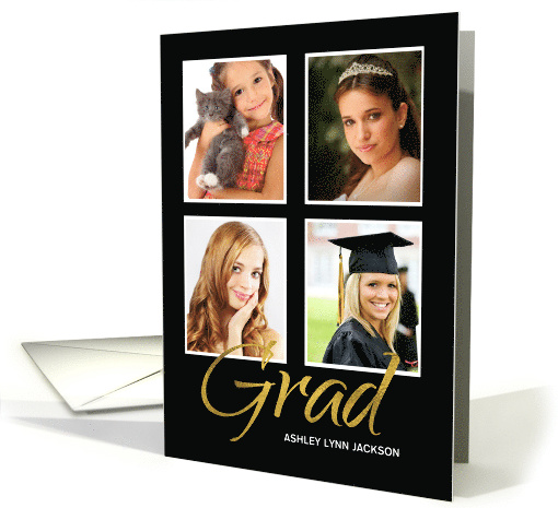 Daughter Graduation Four Photo Customizable Announcement... (1603336)