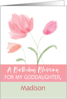 Goddaughter Custom Name Religious Birthday Blessing Pink Flowers card