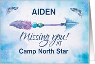 We Miss You at Camp Custom Name Arrow card