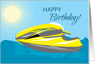 Personal Watercraft Birthday Sunny Yellow in Blue Water card