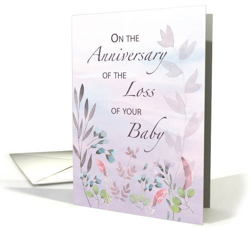 Baby Anniversary of Loss Watercolor Florals and Branches card